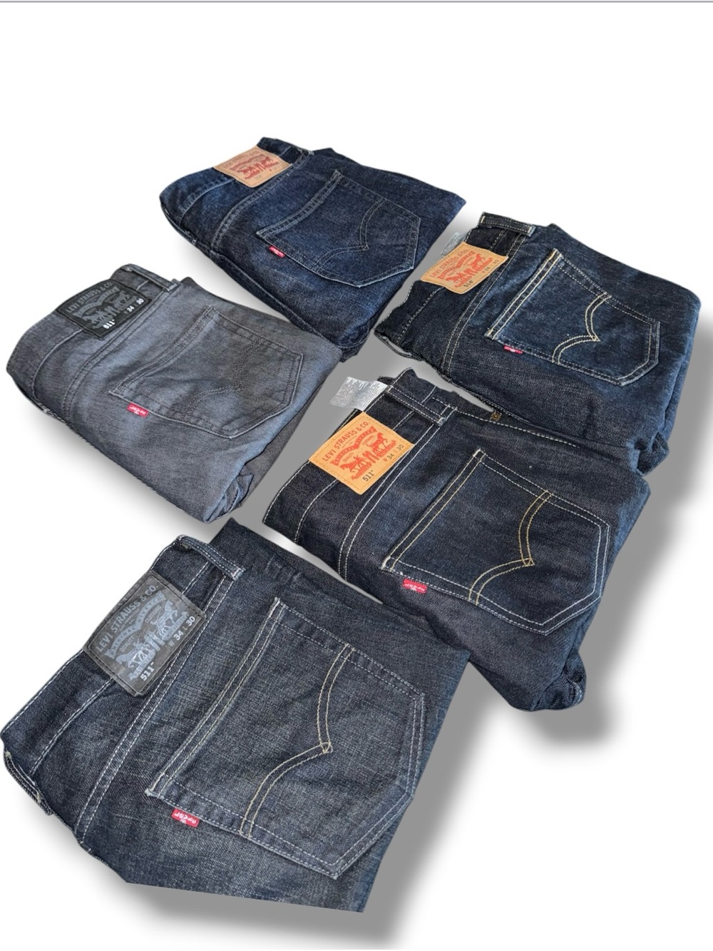 Levi’s 511 508 Jeans Lot of 5 Mens Size 34x30 Blue Gray Denim Straight Leg - Picture 2 of 6